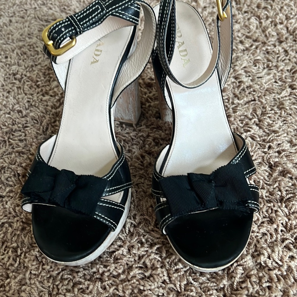Prada Patent Leather Bow Sandals